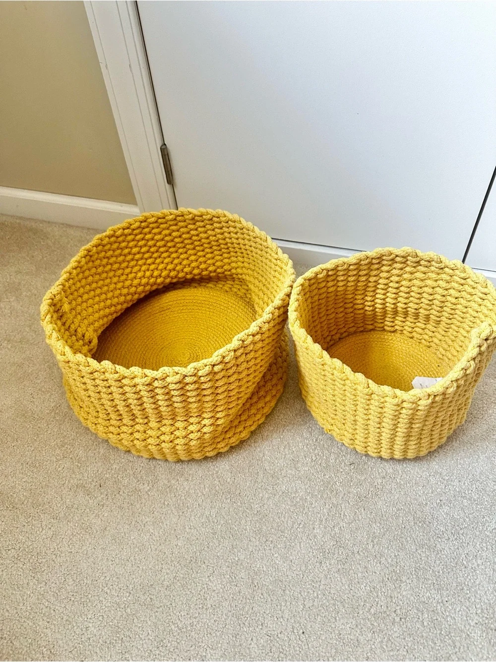 Land of nod neatly knit  Yellow Knit Storage Basket - Set of 2 toy storage